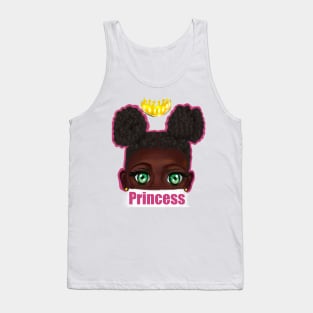 Princess - beautiful black girl with Afro hair in puffs, green eyes and dark brown skin side profile. Hair love ! Tank Top